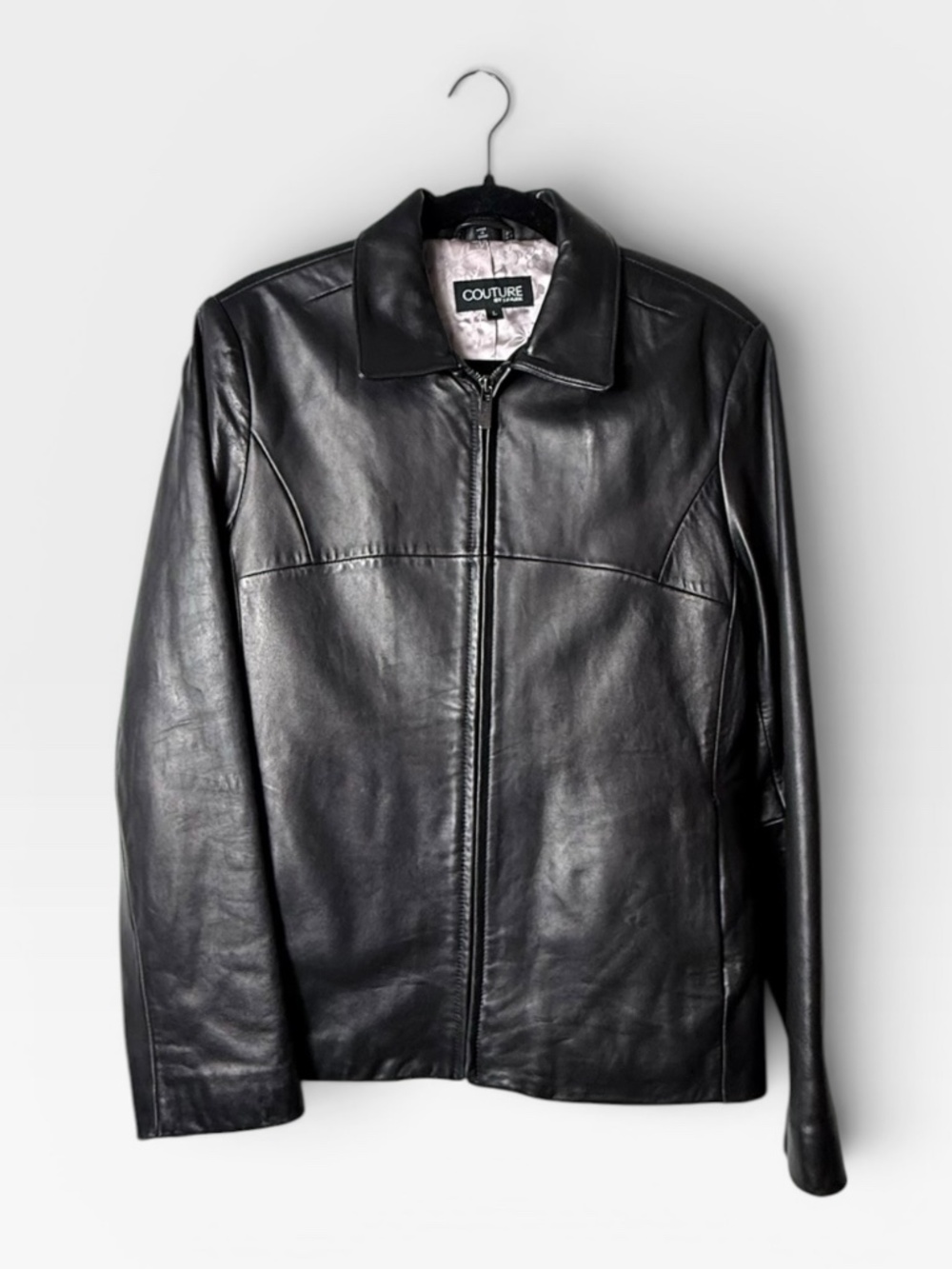 Couture by J. Park Leather Jacket Size Large Vintage Lamb Leather Satin (H)